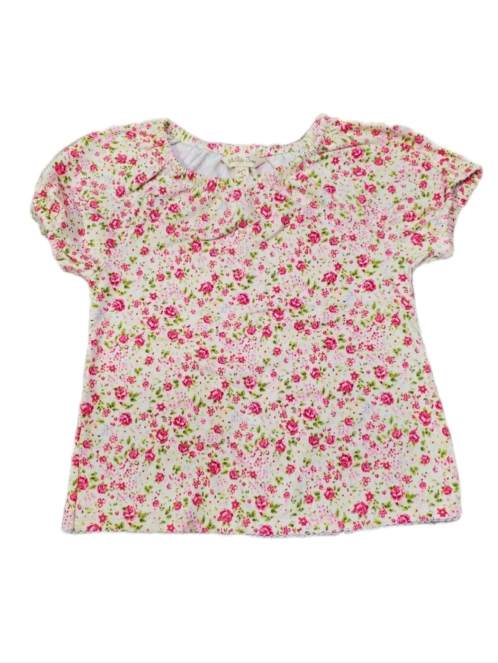 Matilda Jane Pink & White Floral Short-Sleeve Tee 4 Euc